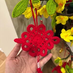 2 Handmade crochet Chinese new year knot tassels
